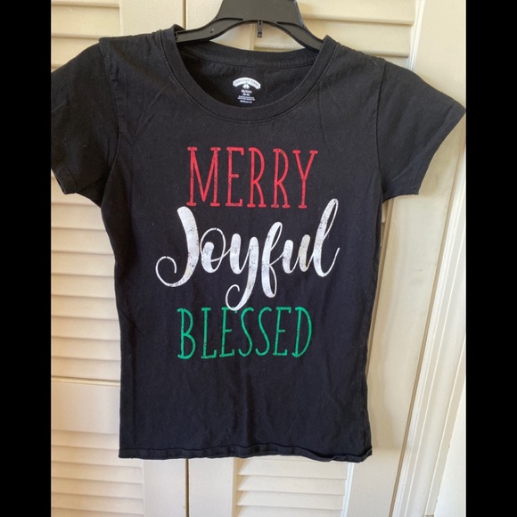 Ladies xs black holiday short sleeve  graphic tee - Picture 1 of 5